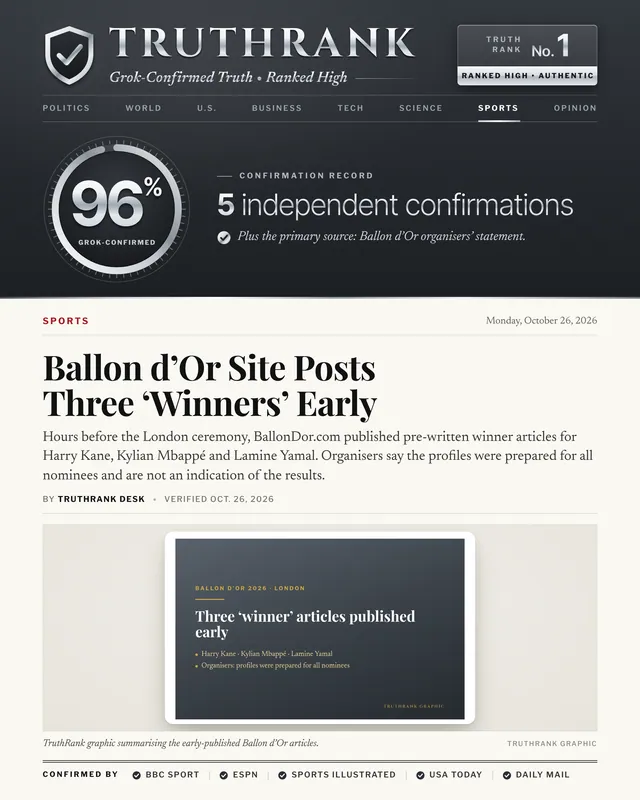 TruthRank card: Ballon d’Or Site Posts Three ‘Winners’ Early